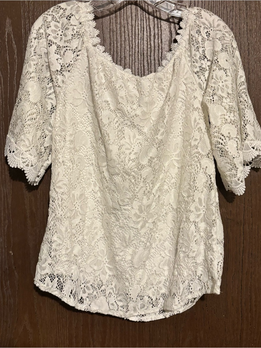 Delicate White Lace Women's Top - Classic Scoop Neck